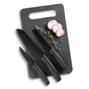 Oster 92287.04 Slice Craft Cutlery Knife Set with Cutting Board | Black | 4 Piece