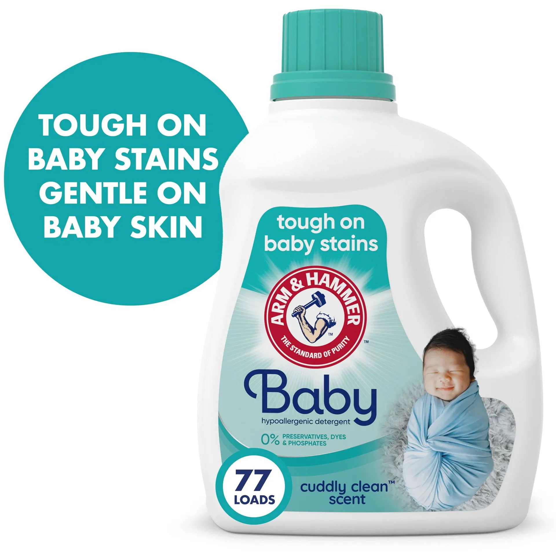 ARM and HAMMER Baby | Hypoallergenic Liquid Laundry Detergent | 100.5 fl Ounce | 77 Loads