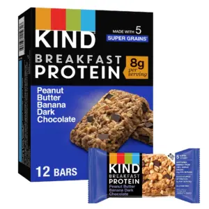 KIND Breakfast Peanut Butter Banana Dark Chocolate Gluten Free Protein Snack Bars | 1.76 Ounce | 12 Count One box | Single