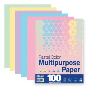 BAZIC 100 Sheets Pastel Color Multipurpose Paper 8.5x11 | Colored Copy Paper Fax Laser Printing (100/Pack) | 1-Pack | 100 Sheets/Pack