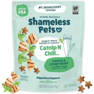 Pet kare | Shameless Pets Digestive Health Catnip Chicken Crunchy Cat Treats