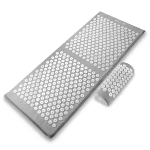 ProsourceFit Acupressure Mat & Pillow Set for Back/Neck Pain Relief & Muscle Relaxation | Grey | Gray | Extra Large
