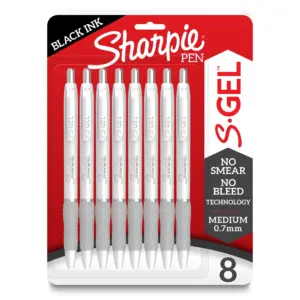 Sharpie S-Gel | Gel Pens | Medium Point (0.7mm) | Black Ink Gel Pens | 8 Count