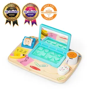 Melissa and Doug Wooden Work and Play Desktop Activity Board Infant and Toddler Sensory Toy | FSC Certified