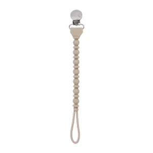 Itzy Ritzy Sweetie Strap Beaded Silicone Pacifier Clip | Unisex | Toast | Single