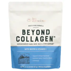Live Conscious Beyond Collagen Powder with Biotin and Vitamin C | 10g | 41 Servings | 15 Ounce (Pack of 1)