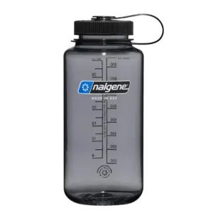 Nalgene Sustain Tritan BPA-Free Water Bottle Made with Material Derived From 50% Plastic Waste (using ISCC certified mass balance) | 32 Ounce | Wide Mouth | Gray w/ Black Lid
