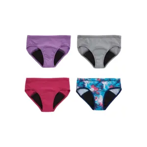 Hanes Girls' Tagless Hipster Period Panty | 4 Pack | Sizes 8-16 | Purple | 12