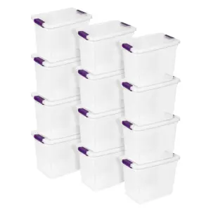 Sterilite 27 Qt ClearView Latch Storage Stackable Bin with Latching Lid | 12 Pack