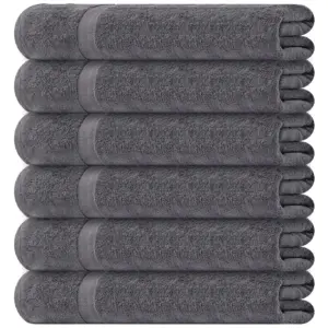 White Classic Cotton Bath Towels Set of 6 | 24x50 Inch | Lightweight Pool Towels | Soft Bathroom Towel Set | Absorbent Sweat Sauna Gym Towels | 6 Pack | Gray | 1