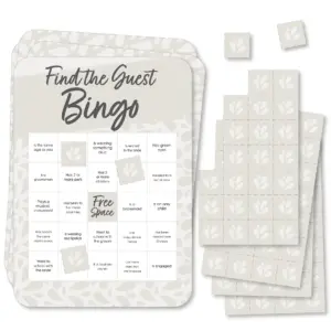 Big Dot of Happiness Champagne Elegantly Simple | Find the Guest Bingo Cards and Markers | Wedding and Bridal Shower Bingo Game Set of 18