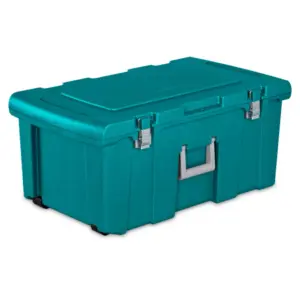 Sterilite Wheeled Footlocker Utility Storage Container | Teal | 4 Pack