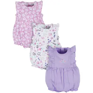 Onesies Brand Baby Girl Ruffle Sleeve Rompers | 3-Pack | Sizes | 0/3 Months | 24 Months | Rainbow Floral | Rainbows | 12 Months
