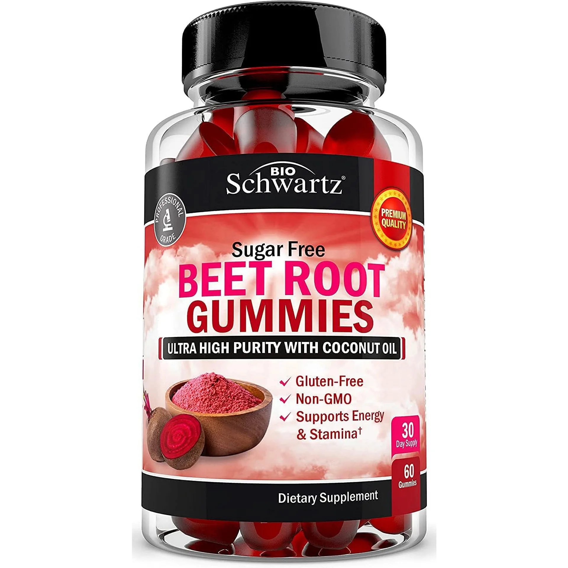 Bioschwartz Sugar Free Beet Root Gummies | Supports Energy and Whole Body Health | 60 Ct | Strawberry