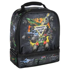 Monster Jam Grave Digger Megalodon Pirate's Curse Dual Compartment Lunch Box Bag (Premium Edition)