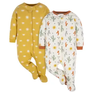 Gerber Baby Boy Sleep 'N Plays | 2 Pack | Preemie | 6-9 Months | Yellow | PREEM