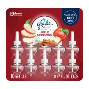 PlugIns Refills Air Freshener | Scented & Essential Oils for Home & Bathroom | Apple Cinnamon | 6.7 Fl Ounce | 10 Count (Packaging May Vary)
