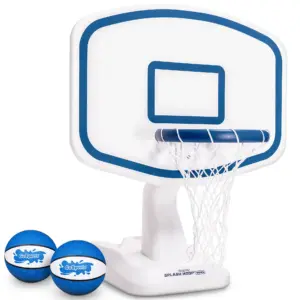 GoSports Splash Hoop PRO Swimming Pool Basketball Game | Includes Poolside Water Basketball Hoop | 2 Balls & Pump | White