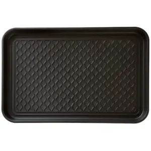 Stalwart All-Weather Indoor/Outdoor Boot Tray with Raised Edge (Black) | 24.5 Inch | 23.75 Inch