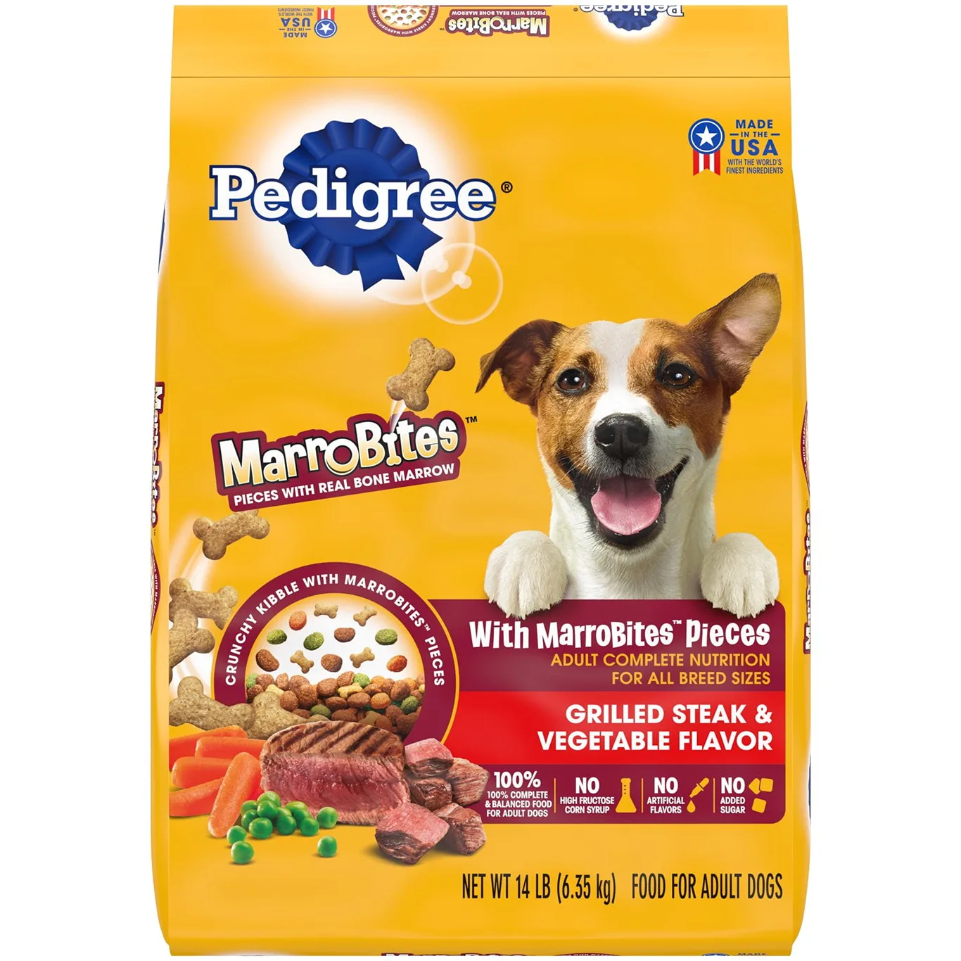 Pedigree Marrobones Grilled Steak & Vegetable Dry Dog Food | 14 Lb Bag | 14 lbs