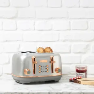 Haden Heritage 4-Slice Wide Slot Toaster | Steel / Copper | 75104 | Steel and Copper