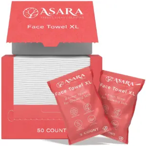 Asara Extra Large Disposable Face Towels | 50 Count | Just Add Water for Makeup Remover Wipes | 52