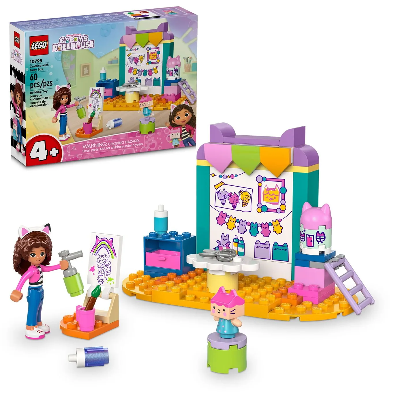 LEGO Gabbys Dollhouse Crafting with Baby Box Pretend Playset for Kids | Creative Painting Crafting Toy | Learning Toy for Girls & Boys Ages 4 & Up | Includes Gabby's Dollhouse Figure | 10795