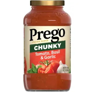 Prego Chunky Tomato | Basil & Garlic Pasta Sauce | 23.75 Ounce Jar | Single