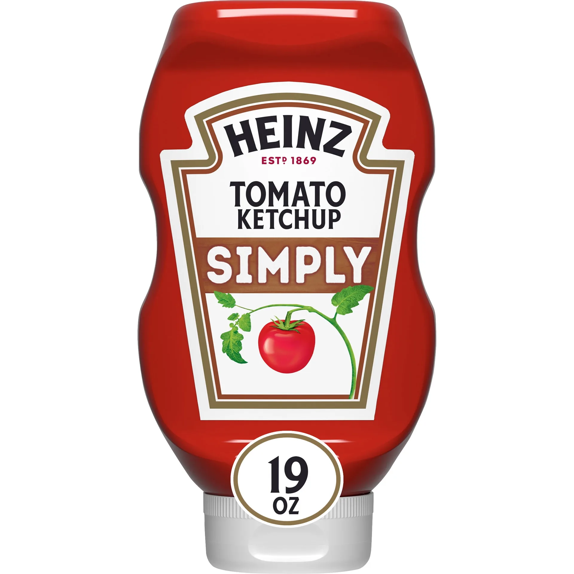 Heinz Simply Tomato Ketchup with No Artificial Sweeteners | 19 Ounce Bottle Casein-Free | Single