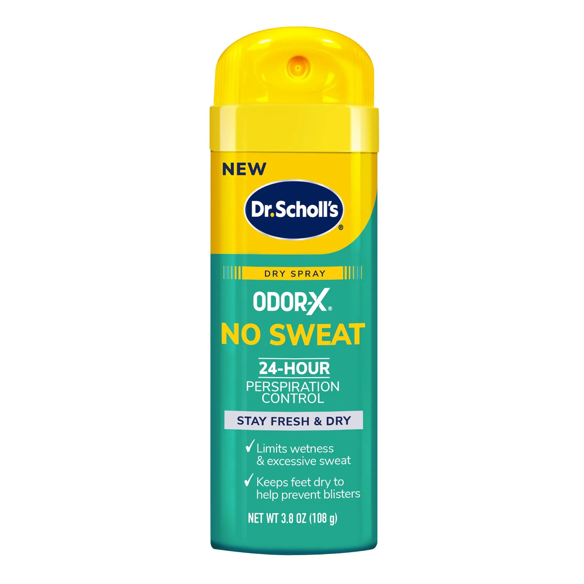 Dr. Scholls Odor-X No Sweat Dry Foot Spray | Unscented | 24-Hour Perspiration Control | 3.8oz