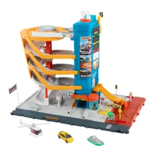 Matchbox Action Drivers Transportation Center with a 1:64 Scale Taxi | Boat and Helicopter Plus a Food Vendor Accessory (3 Vehicles | 1 Accessory)
