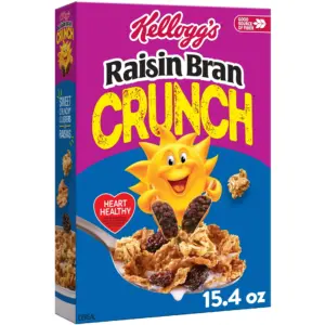 Kellogg's Raisin Bran Crunch Breakfast Cereal | Fiber Cereal | Family Breakfast | 15.4oz Box (1 Box) | Single