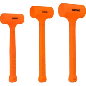 NEIKO 02888A Dead Blow Hammer Set | 3pc Neon Orange Deadblow Mallet | 1lb | 2lb | 3lb Hammers | Spark & Rebound Resistant | Unibody Molded | Checkered Grip