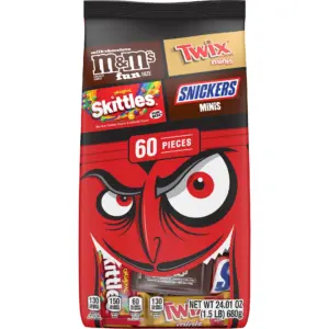 M&M's | Snickers | Skittles and Twix Halloween Candy Variety Pack | 60 Ct Bulk Bag