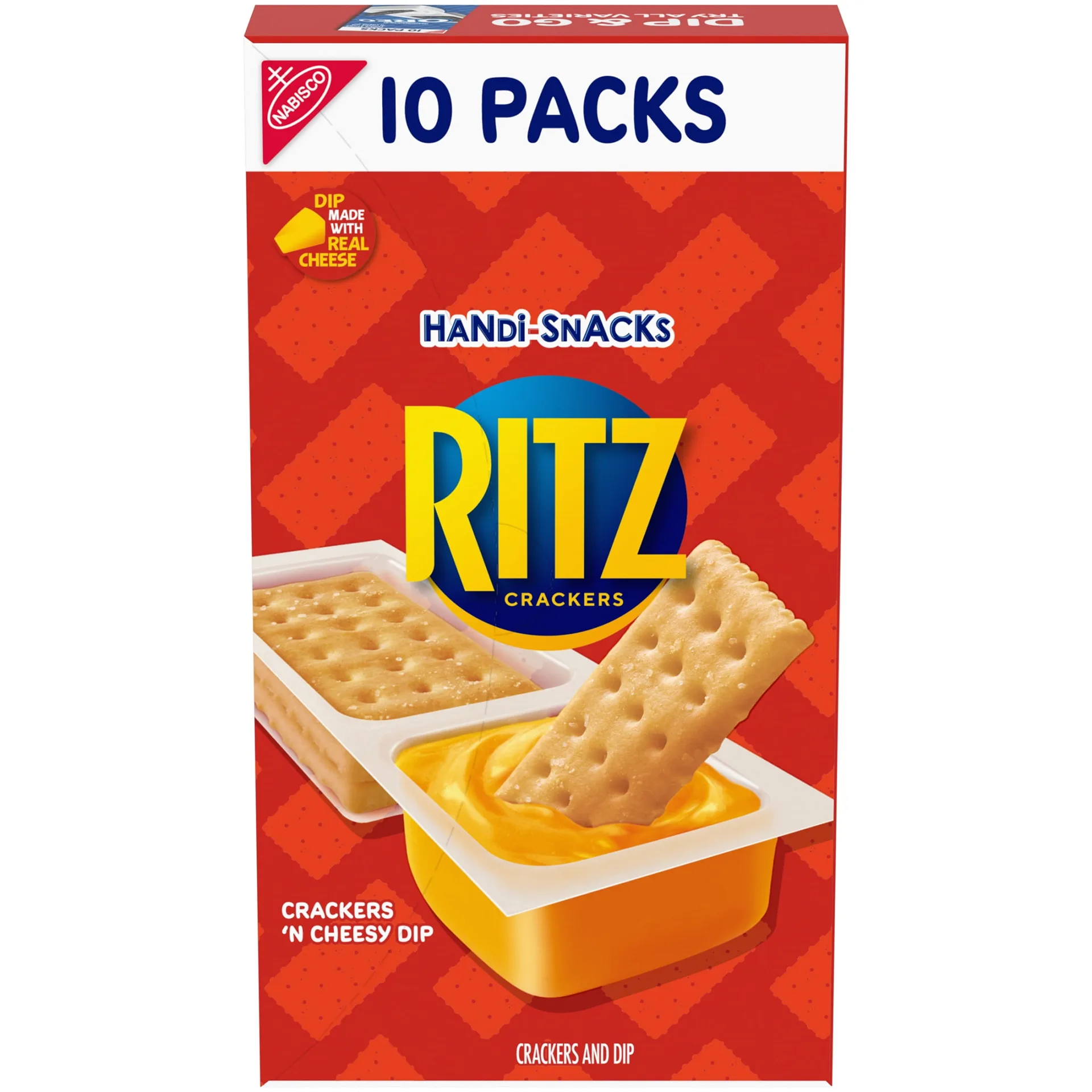 Handi-Snacks RITZ Crackers 'N Cheesy Dip Snack Packs | 10 Snack Packs | Crackers N Cheez