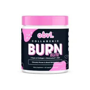 Obvi Collagenic Burn for Weight Loss | Collagen Peptides Infused Thermogenic | 60 Capsules (30 Servings)
