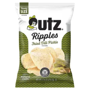 Utz Ripples Fried Dill Pickle Potato Chips | Gluten-Free | Family Size | 7.75 Ounce Bag | Single