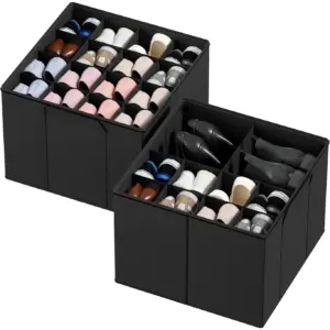 SpaceAid Shoe Organizer for Closet | 2 Pack | Fits 16-32 Pairs | Black