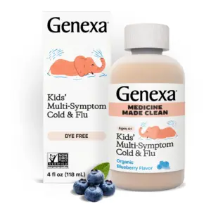 Genexa Kids' Clean Cold and Flu Multi-Symptom Relief | Dye Free | 0% Artifical Additives | 4 fl Ounce