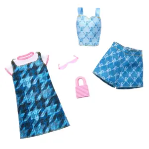 Barbie Doll Clothing Dress | Top | Shorts | Fashion & Accessory Pack Inch All Denim (2 Outfits)