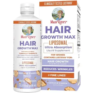 MaryRuth's Hair Growth Max Liposomal Multivitamin Supplement Skin Health Almond Cookie Flavor Adults Lustriva 15.22 fl Ounce