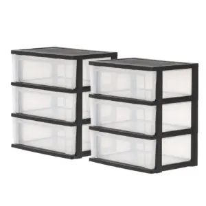 IRIS ,4-Drawer Wide Plastic Storage Drawer Chest | Black
