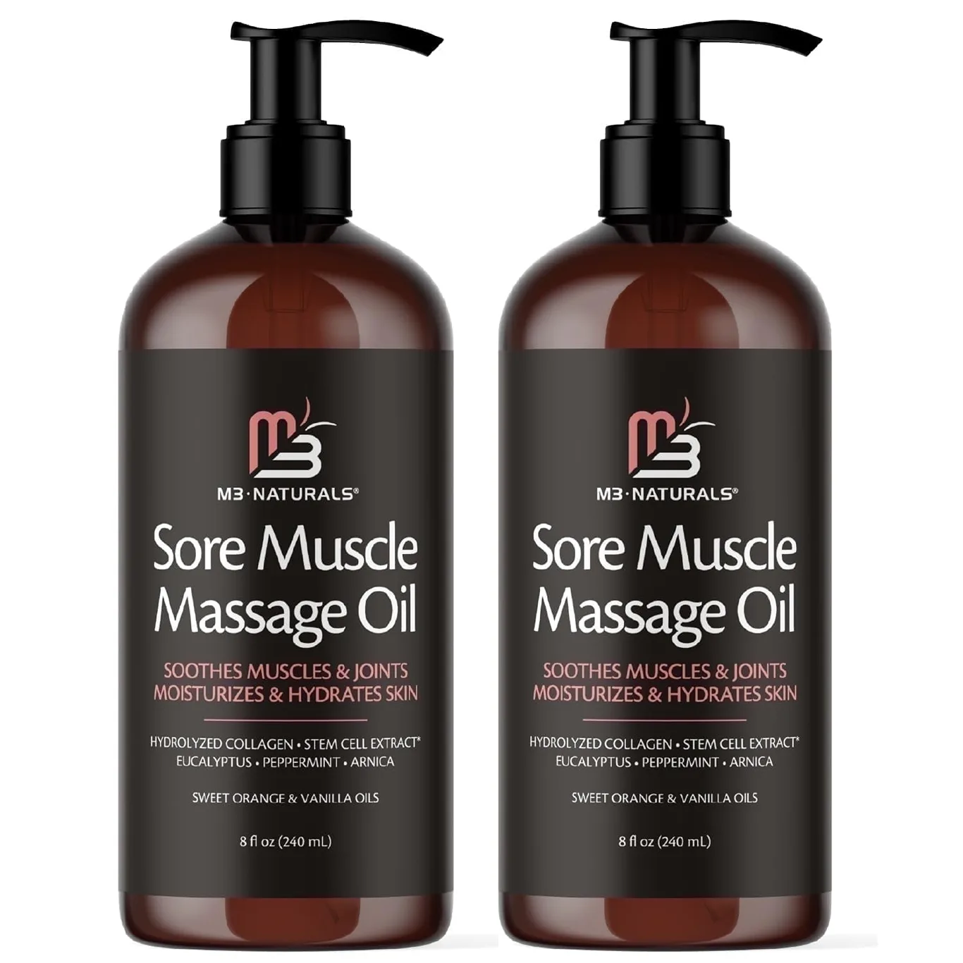 Arnica Muscle Massage Oil for Massage Therapy | with Collagen Stem Cells Arnica & Menthol | Multipurpose Full Body Massage Oil by M3 (Pack of 2)