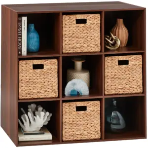 Best Choice Products 9-Cube Bookshelf | 11in Display Storage Organizer w/ 3 Removable Back Panels | Walnut