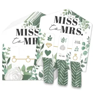 Big Dot of Happiness Boho Botanical Bride | Greenery Bridal Shower & Wedding Party Game Pickle Cards | Pull Tabs 3-Inch-a-Row | Set of 12