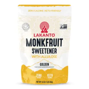 Lakanto Golden Monk Fruit Sweetener with Allulose | Raw Cane Sugar Substitute | Erythritol Free | Gluten Free | Vegan | Keto Friendly | Sugar Replacement (Golden | 1 lb | Pack of 1) | 1 lbs