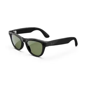 Ray-Ban Meta | Skyler Glasses with Meta AI | Audio | Photo | Video Compatibility | Shiny Black | Polarized Green Lenses | Regular Fit