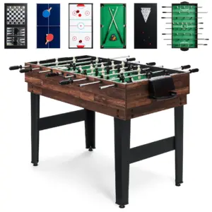 Best Choice Products 2x4ft 10-Inch-1 Combo Game Table Set w/ Hockey | Foosball | Pool | Shuffleboard | Ping Pong | Walnut