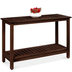 Best Choice Products 48in 2-Shelf Indoor Outdoor Wooden Console Table Multifunctional Buffet Bar Storage | Espresso