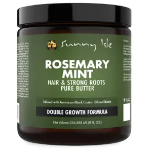 Sunny Isle Rosemary Mint Hair and Strong Roots Butter 8oz | Infused with Biotin and Jamaican Black Castor Oil | Strengthen and Nourish Hair | Dry Scalp | Split Ends